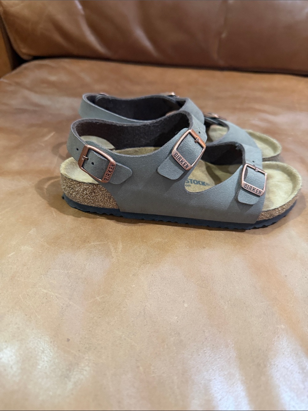 Birkenstock Kids Three-Strap Sandal in Olive